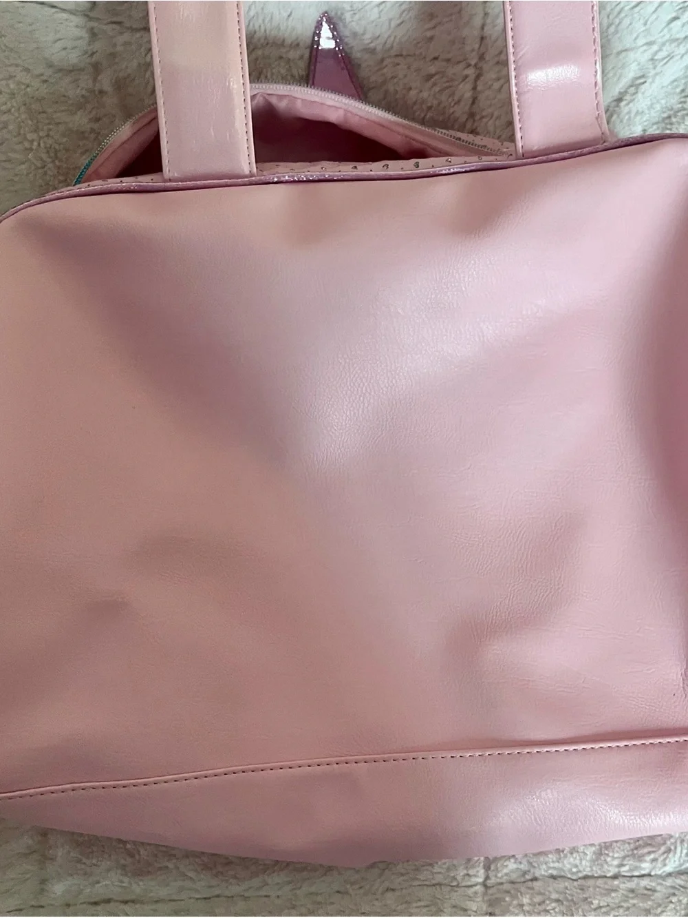 Pink Unicorn Tote Bag with Glitter Mane and Hearts